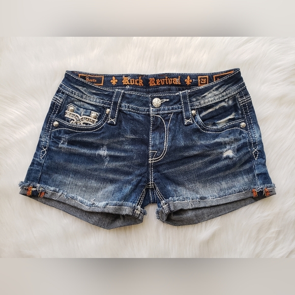 Rock Revival Distressed Blue Jean Shorts - Picture 4 of 5